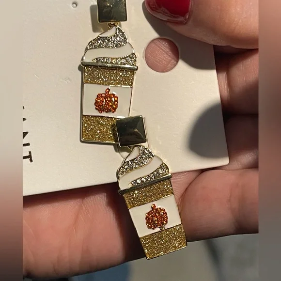 BNIP Lane Bryant Pumpkin Spice Latte Earrings Fall Autumn - Picture 2 of 3